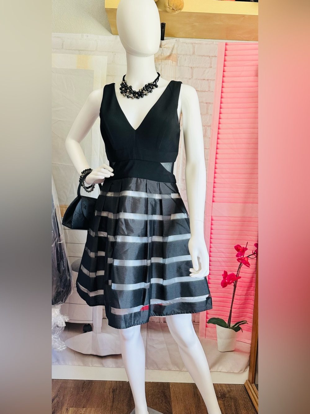 XSCAPE Black Fit & Flare Cocktail Dress